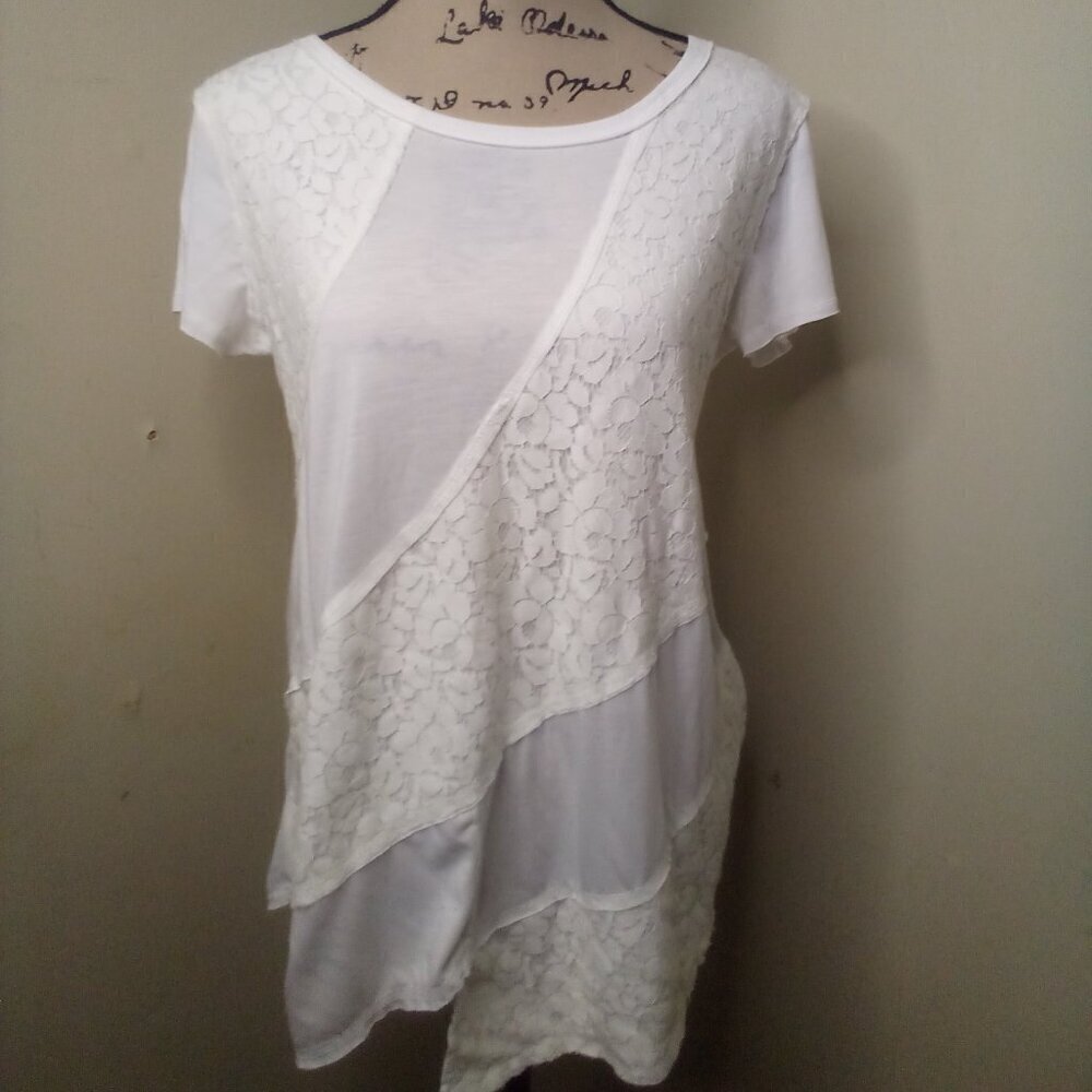 Cato Blouse Shirt Women S Short Sleeve Lace White